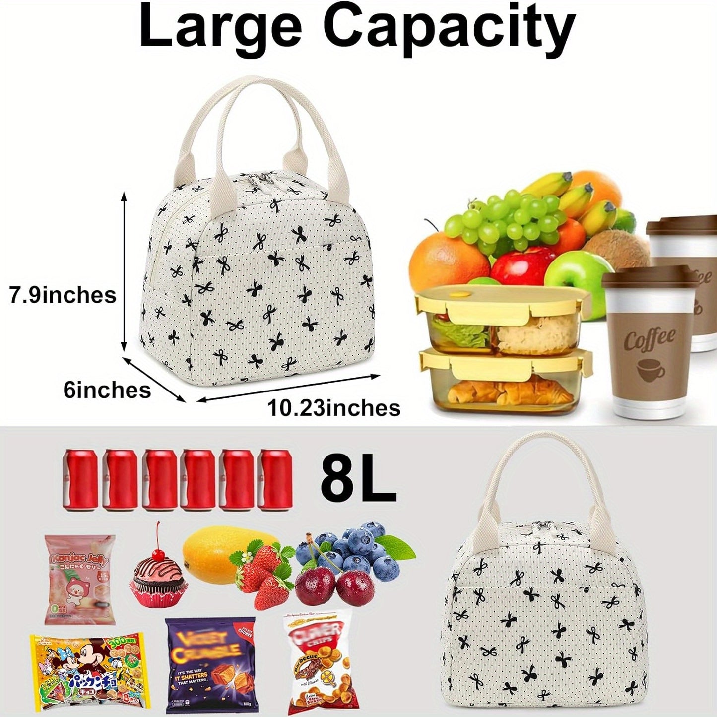 LEDAOU Lunch Box for Women Insulated Lunch Bag Corduroy Lunch Tote Bags Leakproof Cooler Lunch Case for Travel Work Picnic