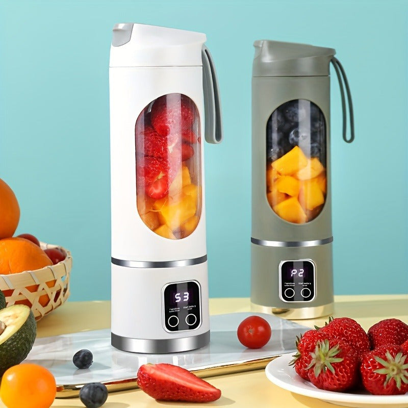 Portable USB Rechargeable Mini Blender & Juicer - 3 Modes, Digital Display, 12 Blades, Easy to Clean, Perfect for Travel and Fresh Drinks, Kitchen Must-Have