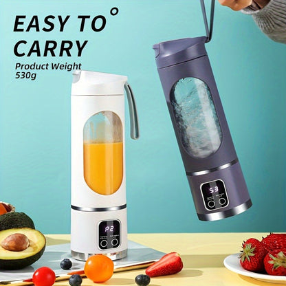 Portable USB Rechargeable Mini Blender & Juicer - 3 Modes, Digital Display, 12 Blades, Easy to Clean, Perfect for Travel and Fresh Drinks, Kitchen Must-Have