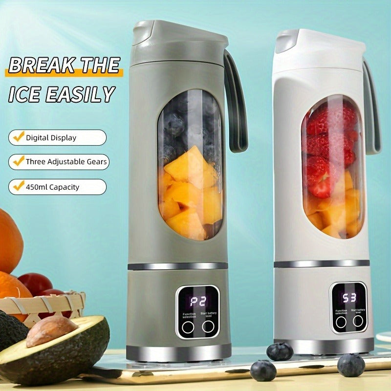 Portable USB Rechargeable Mini Blender & Juicer - 3 Modes, Digital Display, 12 Blades, Easy to Clean, Perfect for Travel and Fresh Drinks, Kitchen Must-Have