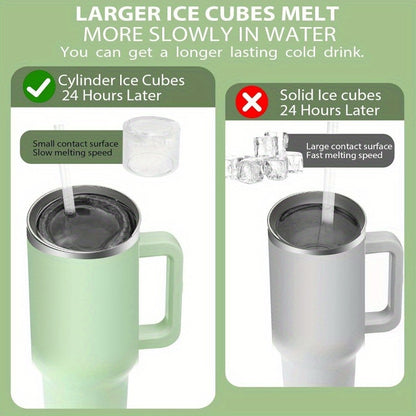 Ice Cube Tray for Stanley Cup: 30-40 Oz Tumbler Ice Mold Silicone - Hollow Cylinder Ice Maker Freezer with Lid and Bin for Water Bottle Whiskey Cocktail Coffee Juice