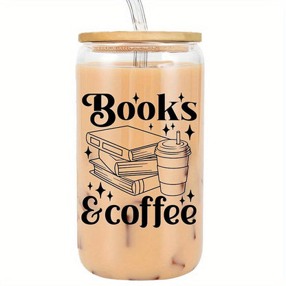 1pc, This coffee cup with a lid and straw is the perfect gift for book lovers. This 16oz iced coffee cup is great for Christmas, birthdays, or as a gift for the avid reader. Suitable for all book enthusiasts.Thanksgiving gift