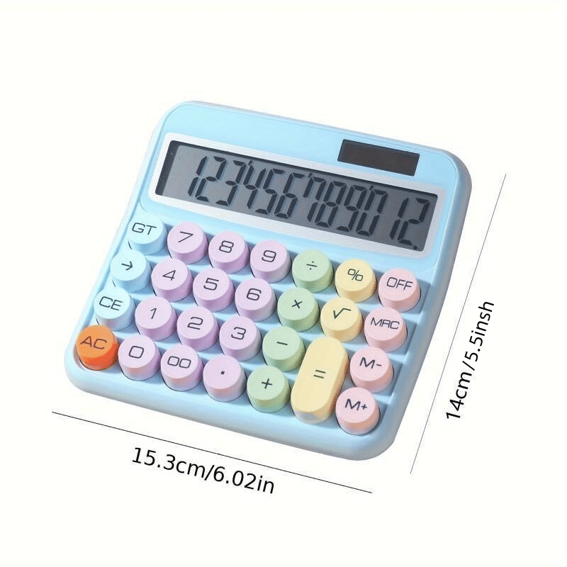 High-Precision 12-bit Desktop Calculator - Large Display, Big Buttons for Easy Use - Perfect for Students & Office Work  It works without batteries