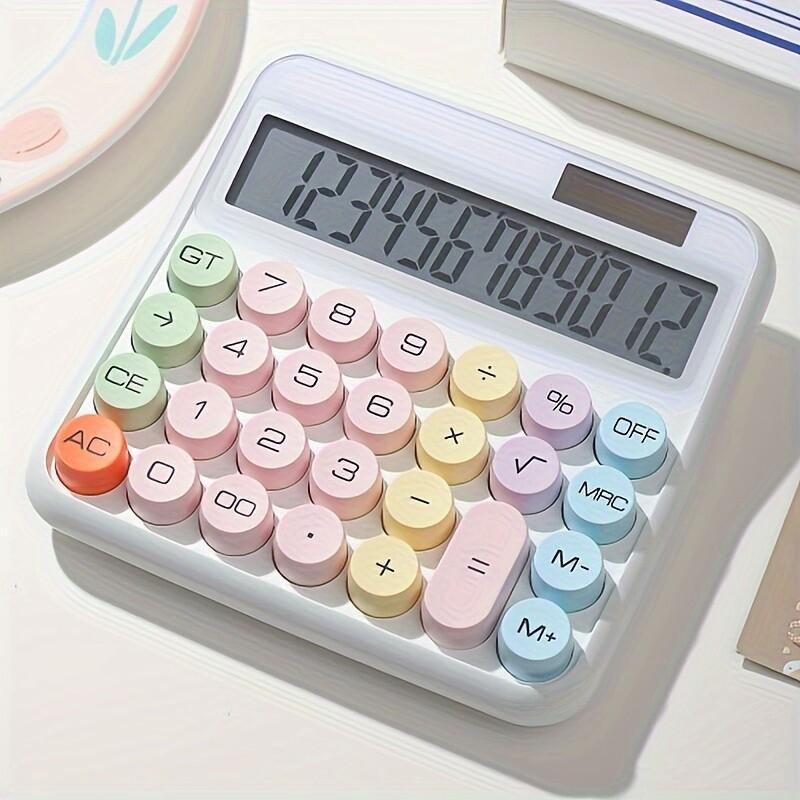 High-Precision 12-bit Desktop Calculator - Large Display, Big Buttons for Easy Use - Perfect for Students & Office Work  It works without batteries