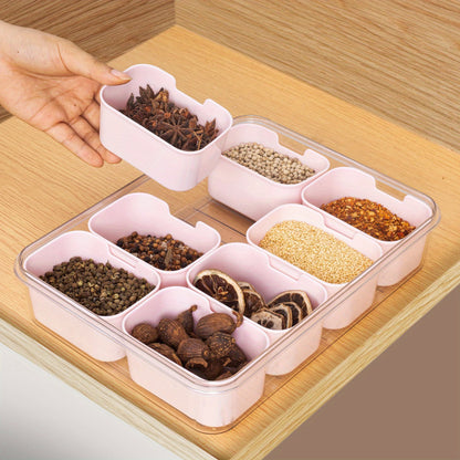 Divided Snack Serving Tray with Lid and Handle Travel Snackle Charcuterie Container Portable Storage Organizer for Candy, Fruits, Nuts, Snacks, Party, Picnic (1pack, Pink)