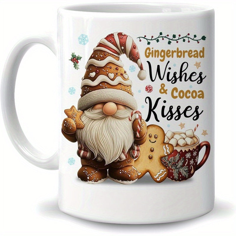 1-Pack Gnome Mug - Gnome With Coffee Mug - Gnome Lover Gifts - Gifts For Men Women - Birthday Christmas Gifts - 11oz White Ceramic Coffee Tea Cup/Sports Cup/Sports Cup