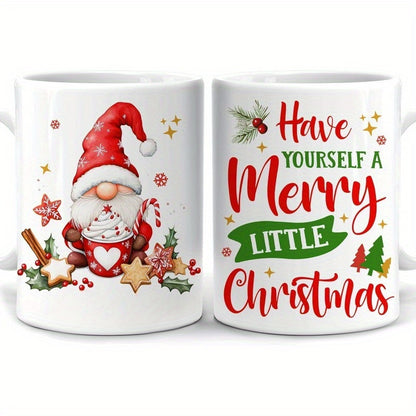 1-Pack Gnome Mug - Gnome With Coffee Mug - Gnome Lover Gifts - Gifts For Men Women - Birthday Christmas Gifts - 11oz White Ceramic Coffee Tea Cup/Sports Cup/Sports Cup