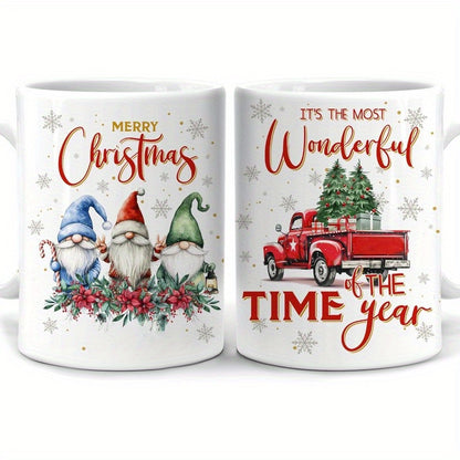 1-Pack Gnome Mug - Gnome With Coffee Mug - Gnome Lover Gifts - Gifts For Men Women - Birthday Christmas Gifts - 11oz White Ceramic Coffee Tea Cup/Sports Cup/Sports Cup