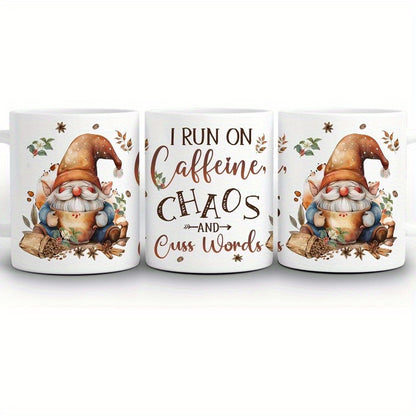 1-Pack Gnome Mug - Gnome With Coffee Mug - Gnome Lover Gifts - Gifts For Men Women - Birthday Christmas Gifts - 11oz White Ceramic Coffee Tea Cup/Sports Cup/Sports Cup