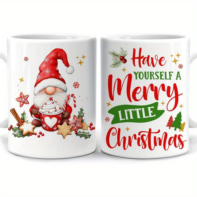 1-Pack Gnome Mug - Gnome With Coffee Mug - Gnome Lover Gifts - Gifts For Men Women - Birthday Christmas Gifts - 11oz White Ceramic Coffee Tea Cup/Sports Cup/Sports Cup