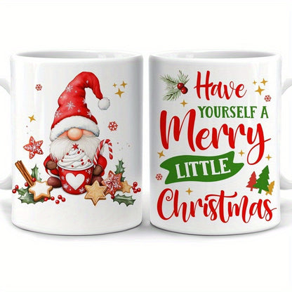 1-Pack Gnome Mug - Gnome With Coffee Mug - Gnome Lover Gifts - Gifts For Men Women - Birthday Christmas Gifts - 11oz White Ceramic Coffee Tea Cup/Sports Cup/Sports Cup