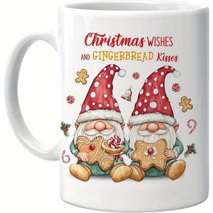 1-Pack Gnome Mug - Gnome With Coffee Mug - Gnome Lover Gifts - Gifts For Men Women - Birthday Christmas Gifts - 11oz White Ceramic Coffee Tea Cup/Sports Cup/Sports Cup