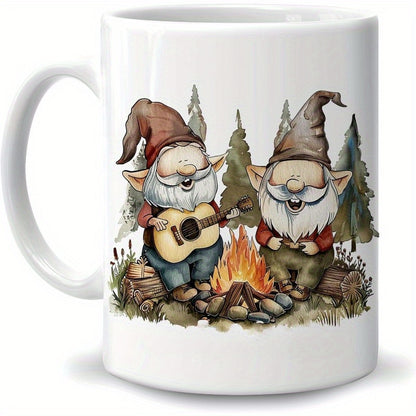 1-Pack Gnome Mug - Gnome With Coffee Mug - Gnome Lover Gifts - Gifts For Men Women - Birthday Christmas Gifts - 11oz White Ceramic Coffee Tea Cup/Sports Cup/Sports Cup