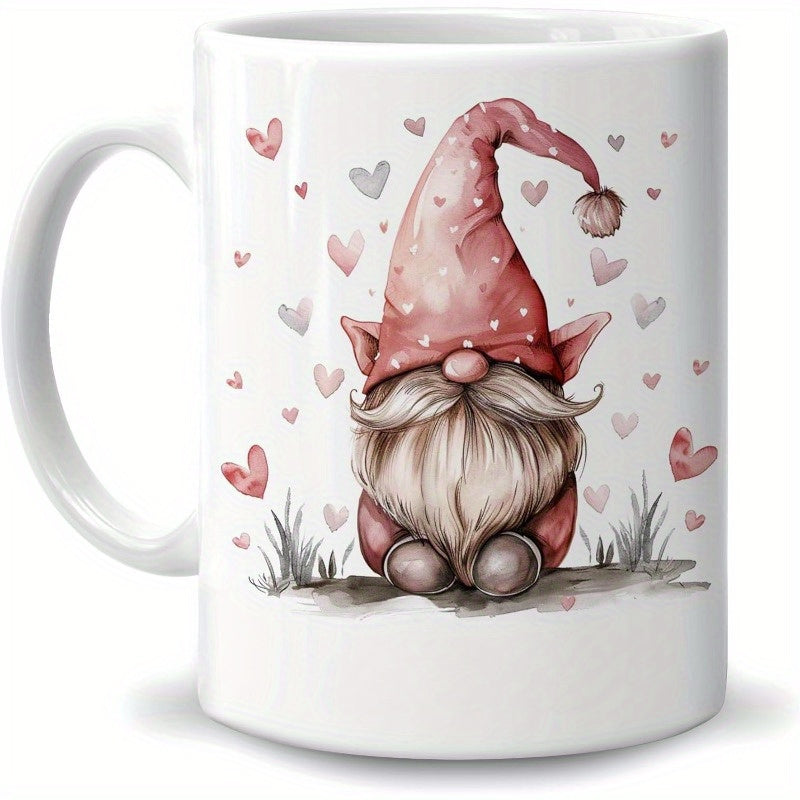1-Pack Gnome Mug - Gnome With Coffee Mug - Gnome Lover Gifts - Gifts For Men Women - Birthday Christmas Gifts - 11oz White Ceramic Coffee Tea Cup/Sports Cup/Sports Cup