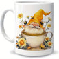 1-Pack Gnome Mug - Gnome With Coffee Mug - Gnome Lover Gifts - Gifts For Men Women - Birthday Christmas Gifts - 11oz White Ceramic Coffee Tea Cup/Sports Cup/Sports Cup