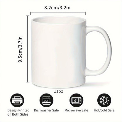 1pc Cozy Gnome 11oz Ceramic Coffee Mug - "I'll Start Working on Coffee Does" Design, Insulated, Hand-Wash Only - Perfect Holiday & Birthday Gift for Family and Friends, Coffee Bar Accessories, Best for Christmas