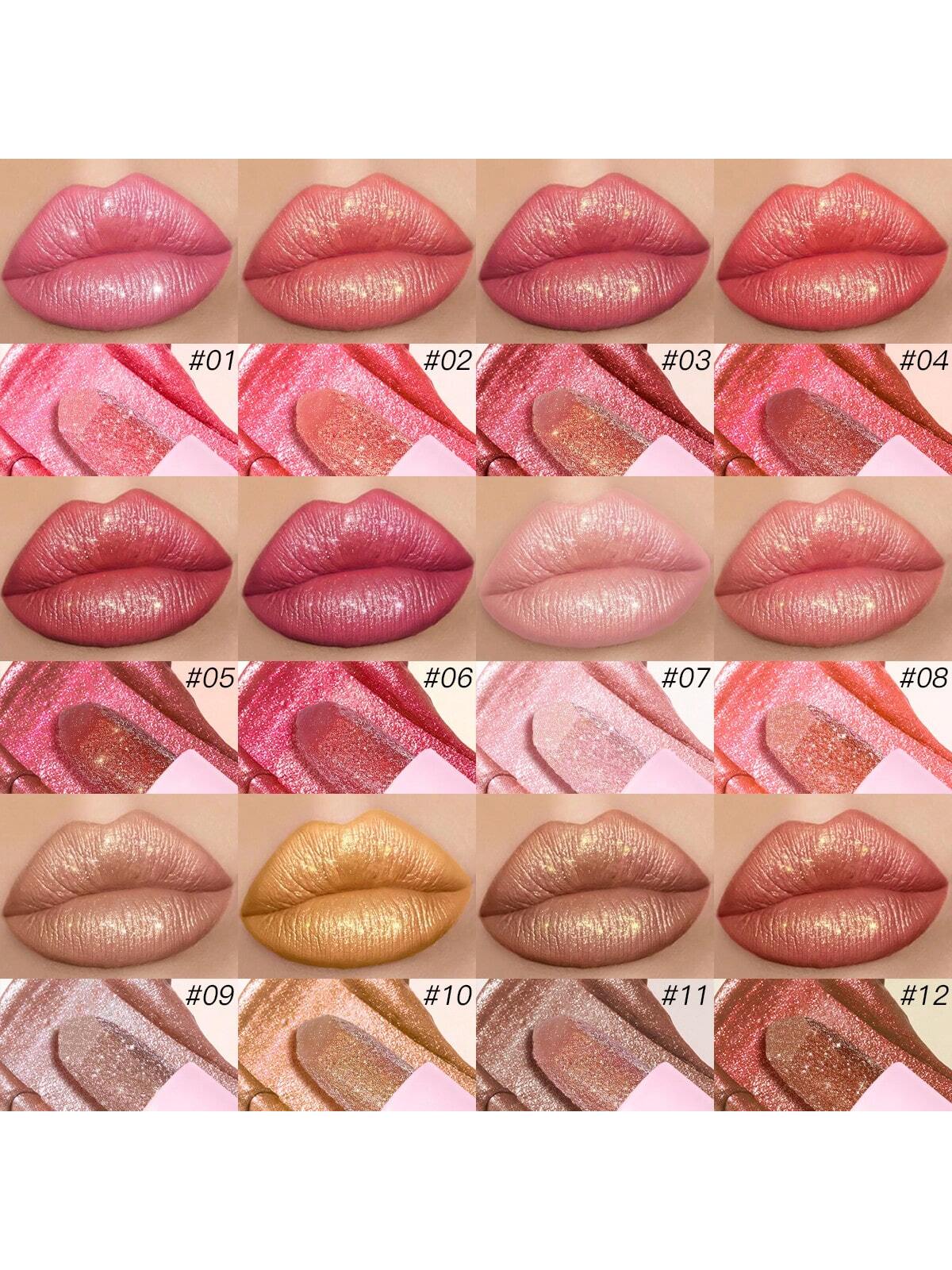 Shiny 6-piece lipstick gift set with waterproof, moisturizing, and non-fading pearl finish