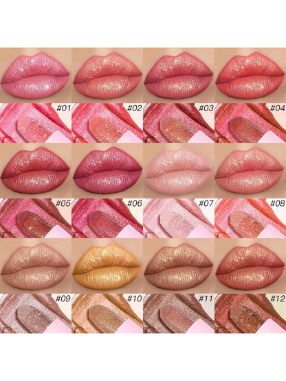 Shiny 6-piece lipstick gift set with waterproof, moisturizing, and non-fading pearl finish