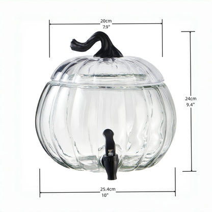 Classic Pumpkin Style Dispenser, Holds Up To 1.5 Gallon Of Cold Beverage, Cold Drinks Only, Hand Wash Only, Item Included:glass Body And Lid, Plastic Spigot, Plastic Knob, Silicone Rings.