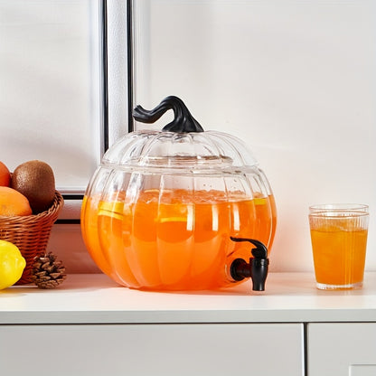 Classic Pumpkin Style Dispenser, Holds Up To 1.5 Gallon Of Cold Beverage, Cold Drinks Only, Hand Wash Only, Item Included:glass Body And Lid, Plastic Spigot, Plastic Knob, Silicone Rings.