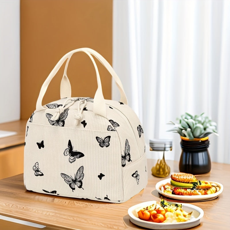 LEDAOU Lunch Box for Women Insulated Lunch Bag Corduroy Lunch Tote Bags Leakproof Cooler Lunch Case for Travel Work Picnic