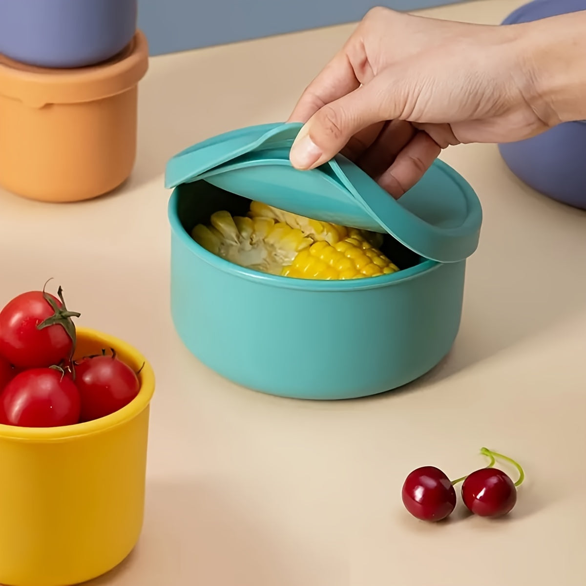 Versatile Silicone Fresh-Keeping Box - BPA-Free, Microwave & Freezer Safe, Perfect for Fruits, Vegetables, and Lunches - Round Kitchen Storage Container with Flip-Top Lid