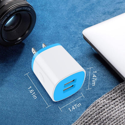 USB Charger Wall Plug, Iphone Charging Box, 5Pack Home Travel 2.1Amp Dual Port Fast Wall Charger Quick Charging Block Cube Brick for Iphone 16E 16 15 14 13 12 Pro Max XR X 8 7 6,Samsung,Android