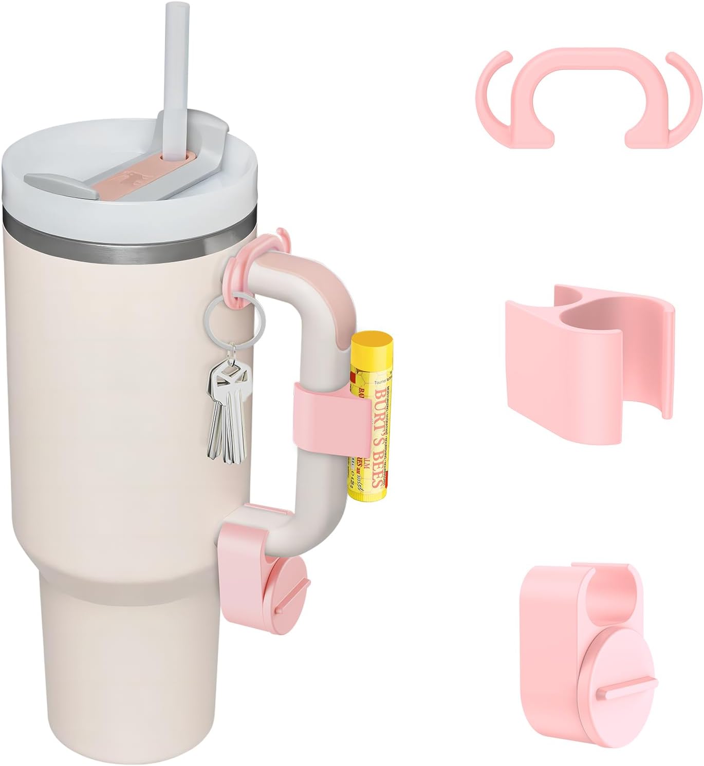 Set of 3 Pcs Accessories for 40Oz Quencher H2.0 Tumbler, Includes Double-Sided Hook, Chapstick Lip Balm Holder and Ring&Jewelry Holder, Accessories for Stanley Cup H2.0 Tumbler 30Oz 40Oz 64Oz