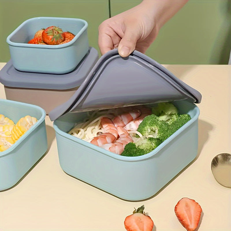 3pcs Silicone Food Storage Set - Microwave & Freezer Safe, Perfect for Lunch Boxes, Baking, and Outdoor Camping