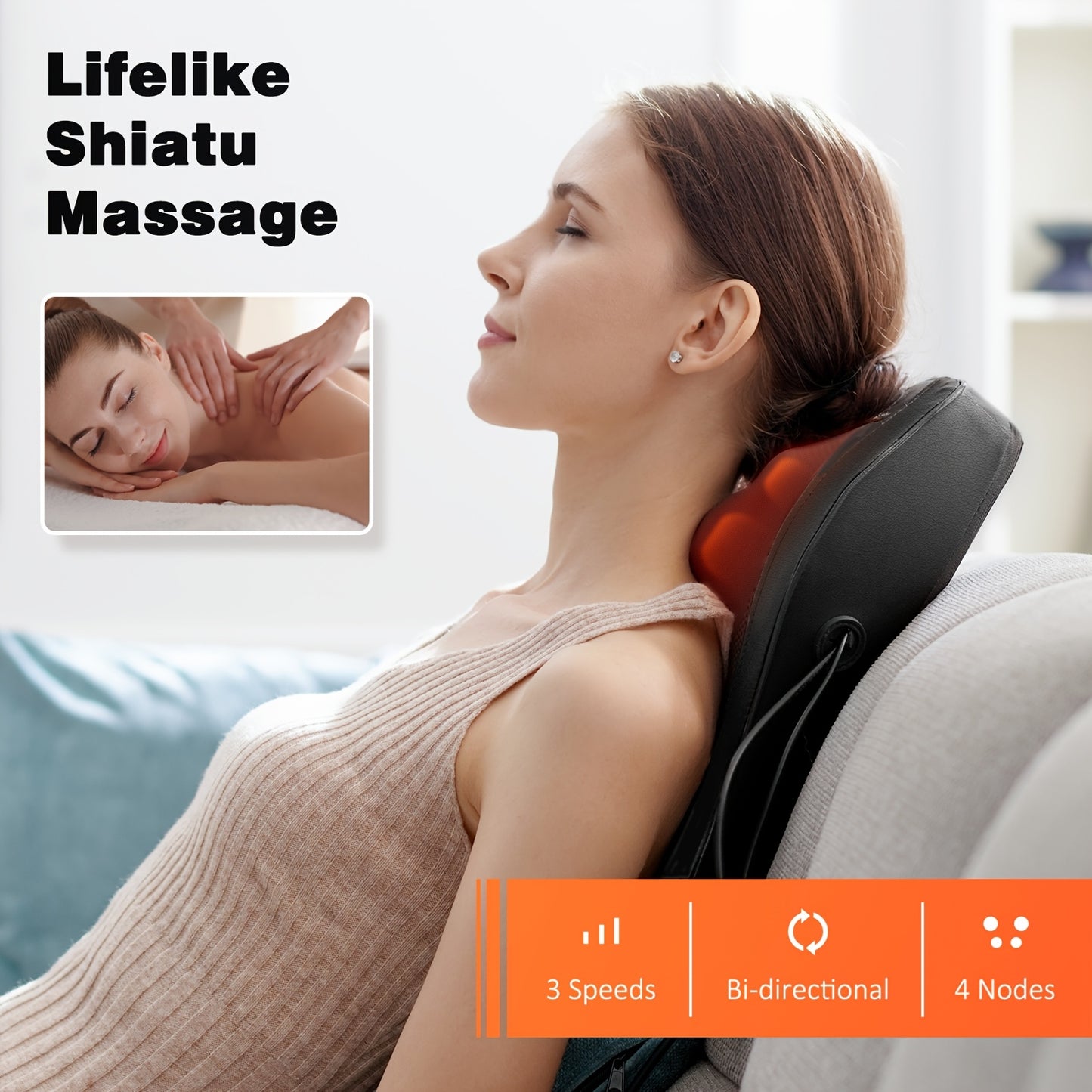 Heating Acupressure Neck Massager – Deep Tissue Kneading Electric Massager for Neck, Shoulder, Back & Legs