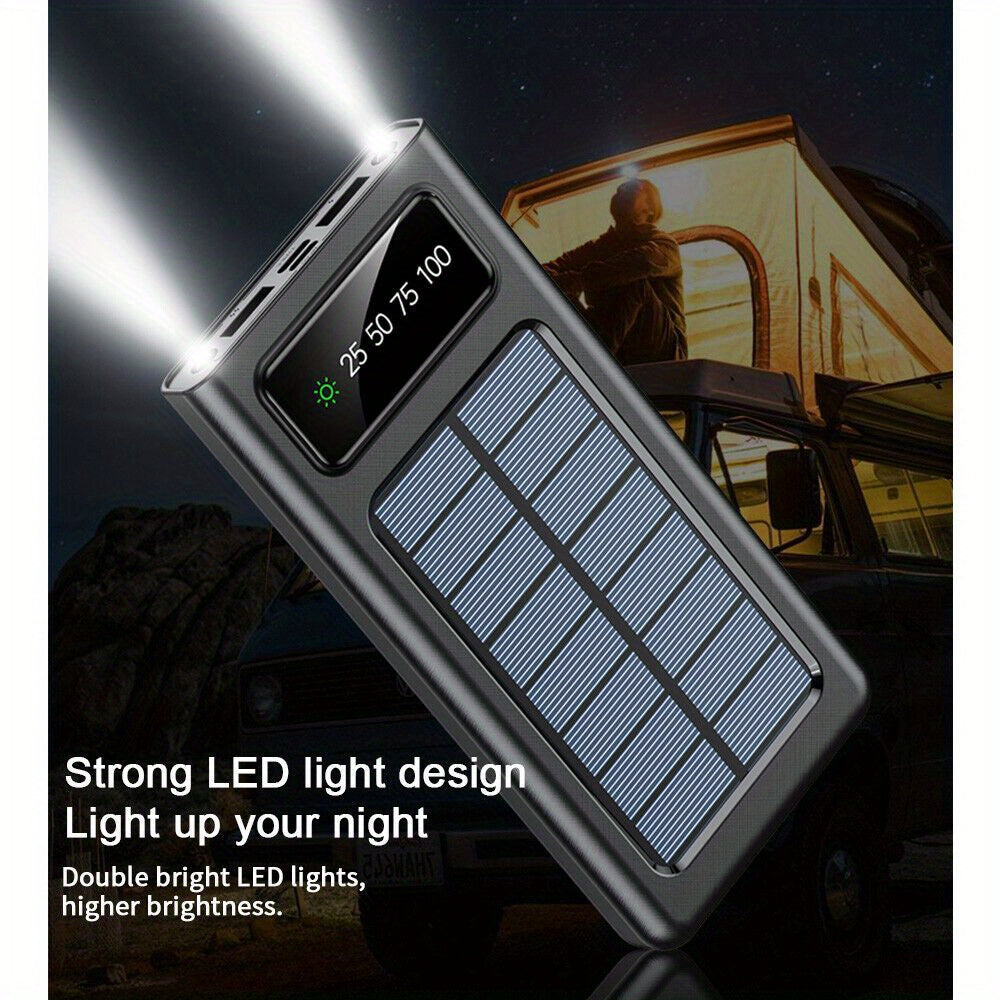 2024 Super 10000mAh USB Portable Solar Power Bank External Battery Charger For Cell Phone, Solar Mobile Power, Mobile Power, Portable Charger For All Devices - Long Lasting, Travel Camping, LED Flashlight