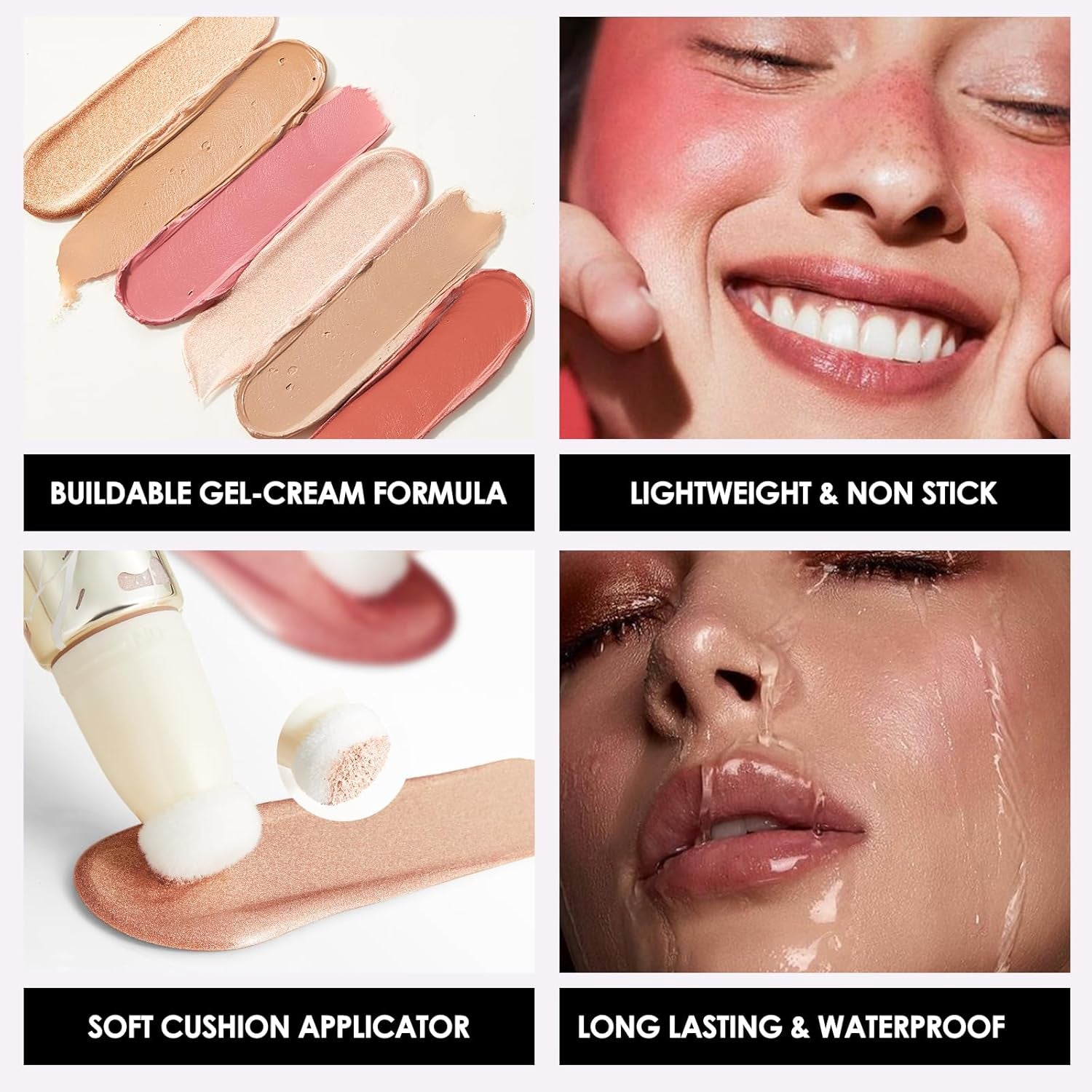 3 PCS Liquid Contour Stick,Moisturizing Highlighter,Blush and Bronzer,Silky Cream Contouring Pen with Soft Cushion Applicator,Long Lasting Face Illuminator Makeup,Bikini Beach