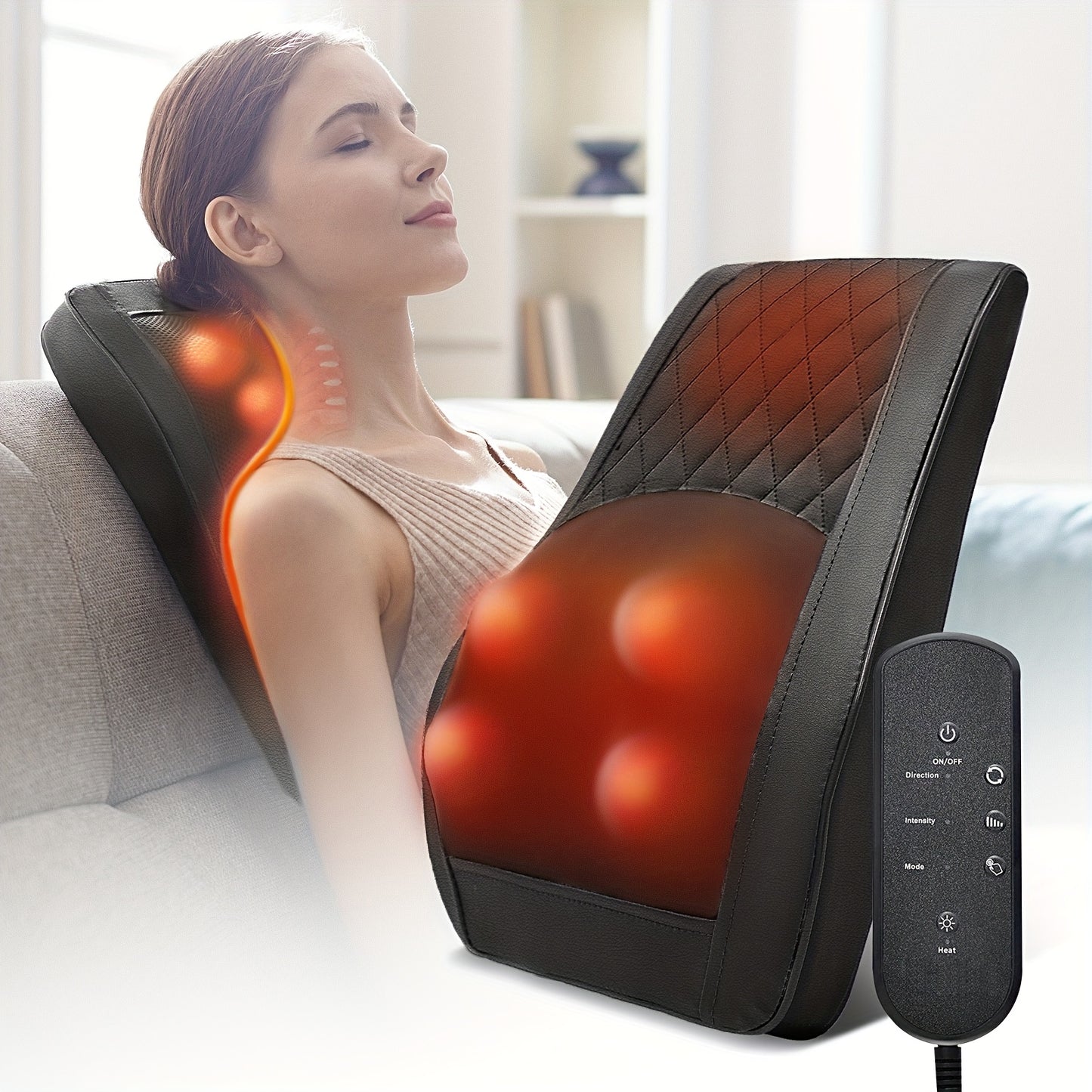 Heating Acupressure Neck Massager – Deep Tissue Kneading Electric Massager for Neck, Shoulder, Back & Legs