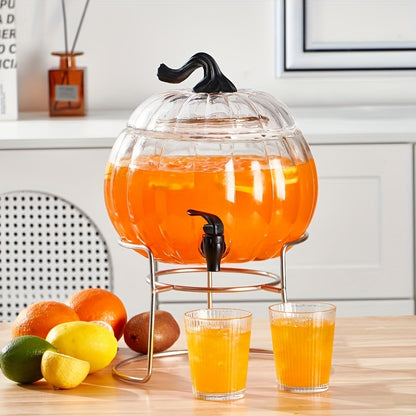 Classic Pumpkin Style Dispenser, Holds Up To 1.5 Gallon Of Cold Beverage, Cold Drinks Only, Hand Wash Only, Item Included:glass Body And Lid, Plastic Spigot, Plastic Knob, Silicone Rings.