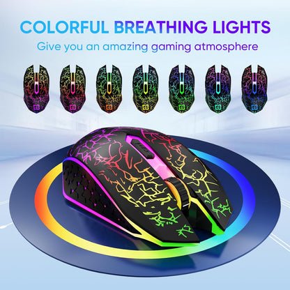 Bluetooth Wireless Gaming Mouse, 2.4G Cordless RGB Rechargeable PC Game Mouse, Black