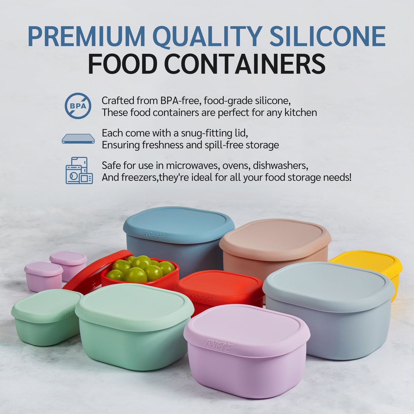 6Pcs/Set Nesting Silicone Food Storage Containers With Lids, BPA Free Reusable Meal Prep Silicone Containers Airtight, Freezer Dishwasher Safe (33.8oz, 20oz, 10oz, 6.7oz, 1.3oz)