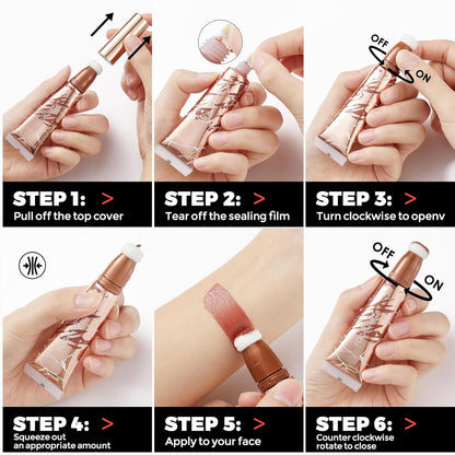 3 PCS Liquid Contour Stick,Moisturizing Highlighter,Blush and Bronzer,Silky Cream Contouring Pen with Soft Cushion Applicator,Long Lasting Face Illuminator Makeup,Bikini Beach