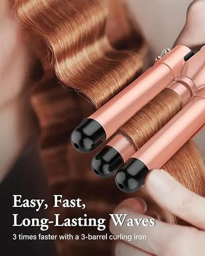 PRO Waver Curling Iron Wand,  5 in 1 Curling Wand Set with 3 Barrel Hair Crimper for Women, Fast Heating Hair Wand Curle