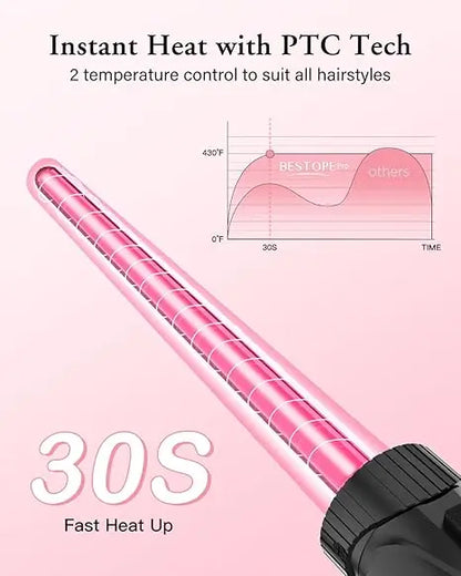 PRO Waver Curling Iron Wand,  5 in 1 Curling Wand Set with 3 Barrel Hair Crimper for Women, Fast Heating Hair Wand Curle