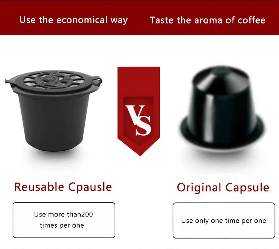 Reusable Coffee Capsule for Nespresso | Stainless Steel Filter Mesh Refillable Espresso Pod with Kitchen Tamper"