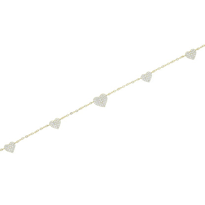 High Quality Micro Pave White CZ Heart Charm Link Chain Necklace Minimal Delicate Fashion Jewelry