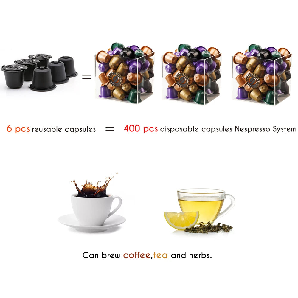 Reusable Coffee Capsule for Nespresso | Stainless Steel Filter Mesh Refillable Espresso Pod with Kitchen Tamper"