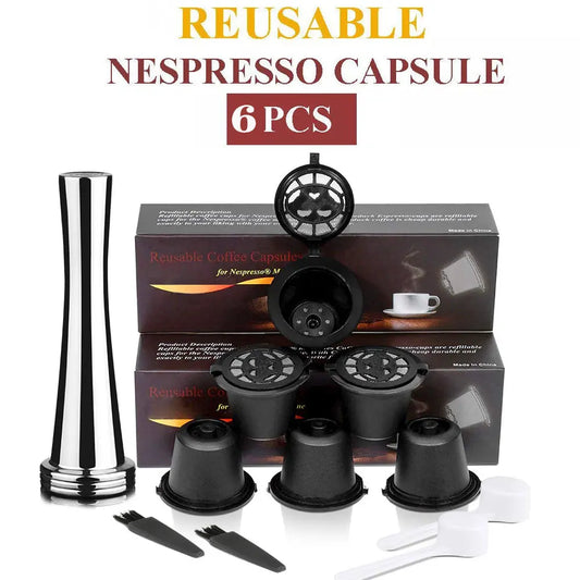 Reusable Coffee Capsule for Nespresso | Stainless Steel Filter Mesh Refillable Espresso Pod with Kitchen Tamper"