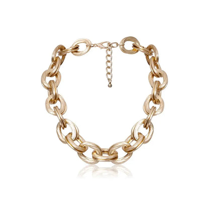 Double Layered Chain Choker Necklace for Women Hip Hop Thick Chunky Cross Chain Charm Necklace