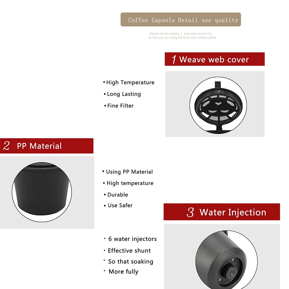 Reusable Coffee Capsule for Nespresso | Stainless Steel Filter Mesh Refillable Espresso Pod with Kitchen Tamper"