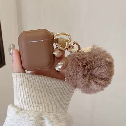 Soft Plush Fluffy Sphere For AirPods 1/2/3 Pro 2 Silicone Protective Case Suitable Ladies For AirPods 4