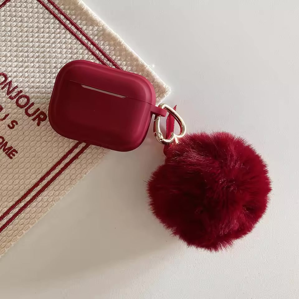 Soft Plush Fluffy Sphere For AirPods 1/2/3 Pro 2 Silicone Protective Case Suitable Ladies For AirPods 4