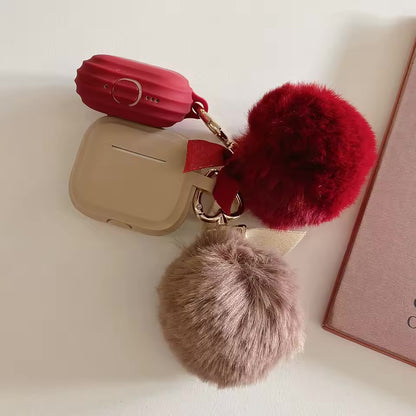 Soft Plush Fluffy Sphere For AirPods 1/2/3 Pro 2 Silicone Protective Case Suitable Ladies For AirPods 4