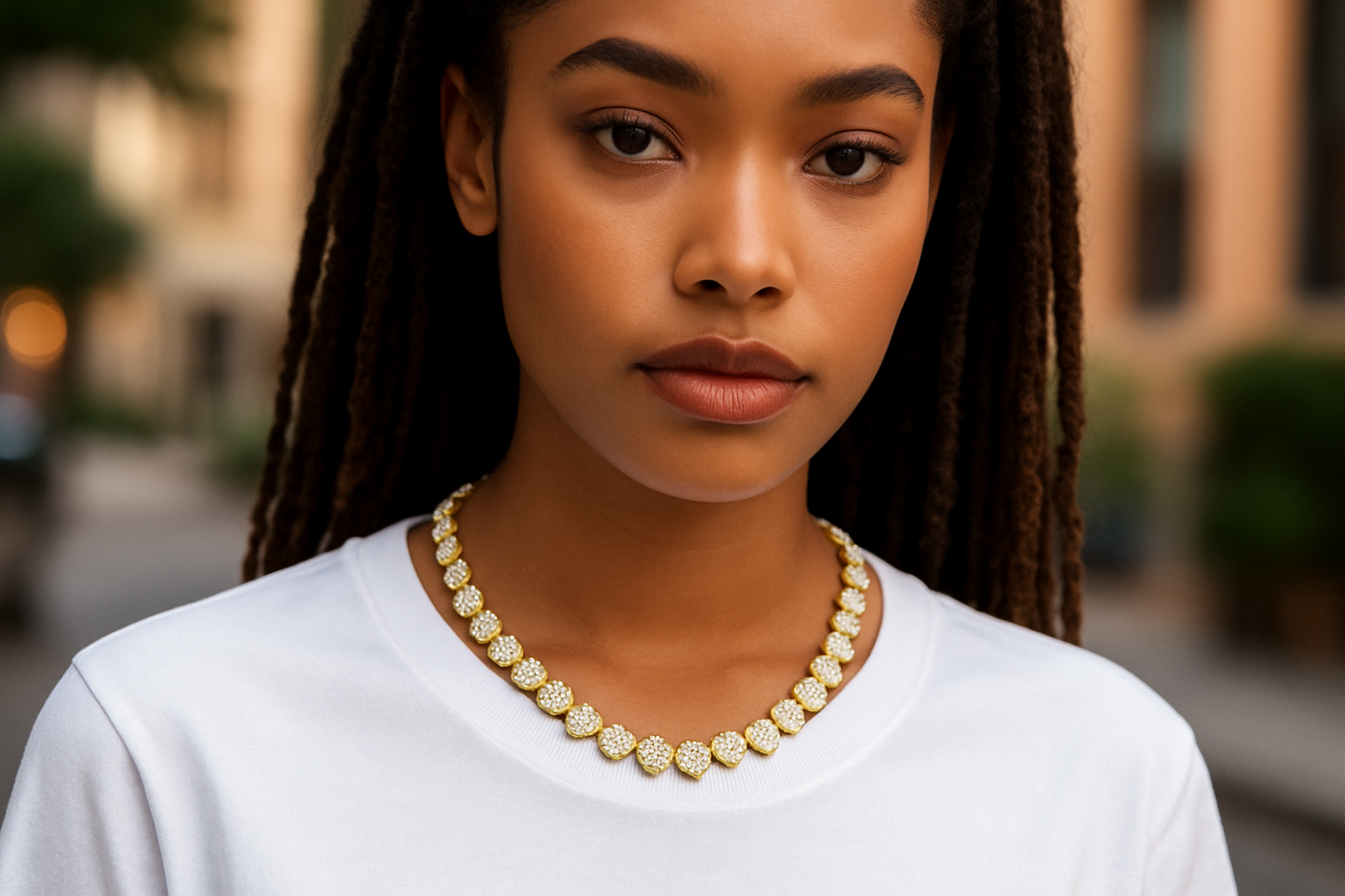 Heart Shape Cuban Chain Necklace – Gold Plated, Iced Out Crystal Jewelry for Women
