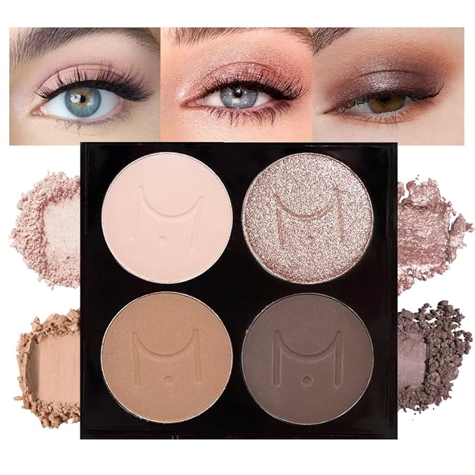 6 Color Eyeshadow Palette – Nude, Pink, Mauve, Rose Gold, Coffee & Black | Shimmer & Matte Travel Makeup
